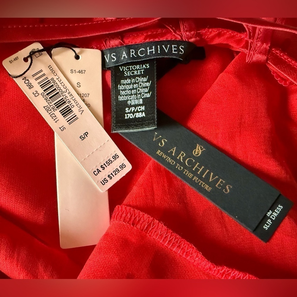 VICTORIA'S SECRET VS Archives Burnout Satin Red Lingerie The Slip Dress S/P NWT - Picture 9 of 9